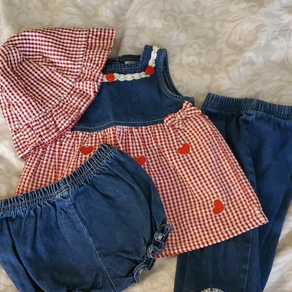 🎀Nana's Pet Jean/gingham set - Picture 2 of 4